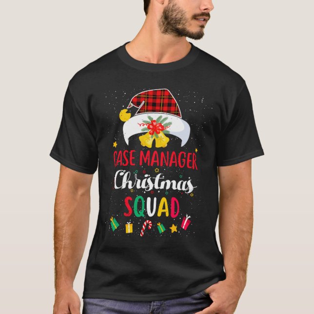 Camiseta Case Manager Christmas Squad Santa Hat Matching Pr (Frente)