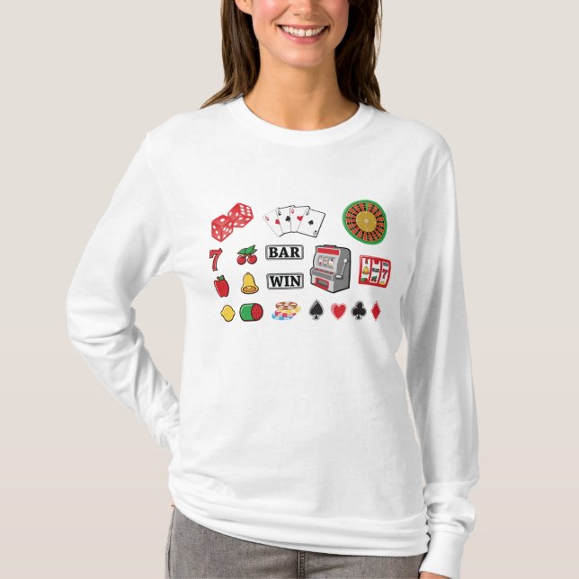 Camiseta Casino Night Slot Machine Poker Lucky 7s (Frente)