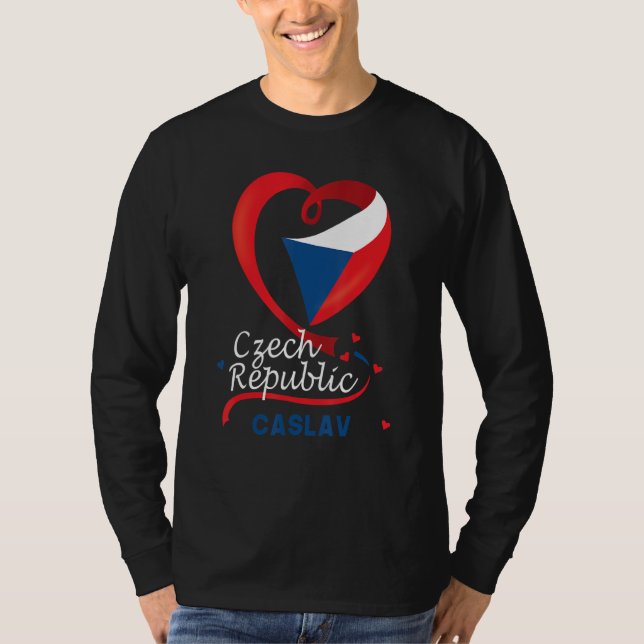 Camiseta Caslav República Checa Bandeira do Coração Casaco  (Frente)