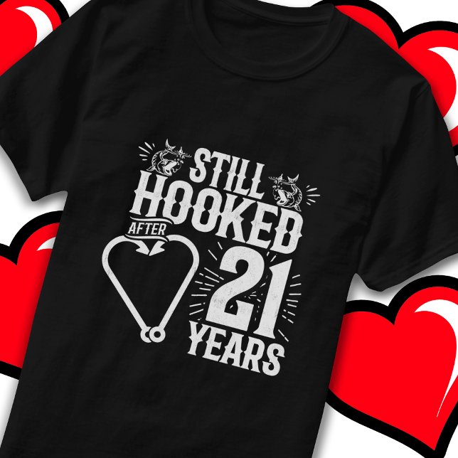 Camiseta Casou-se 21 Anos Pescendo Funny 21ruas Aniversário (Criador carregado)