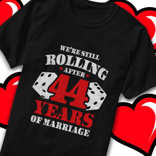 Camiseta Casou-se 44 anos, 44 de Casamento Engraçado.