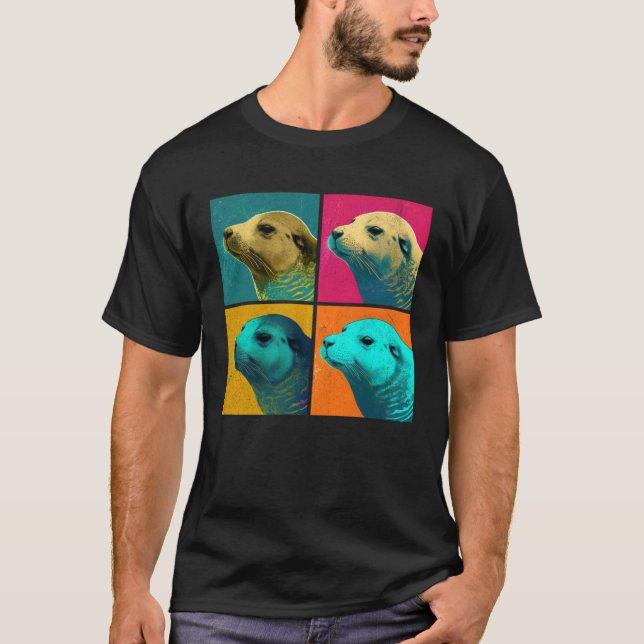Camiseta Caspian Seal Pop Illustration Colorful Animal Men (Frente)
