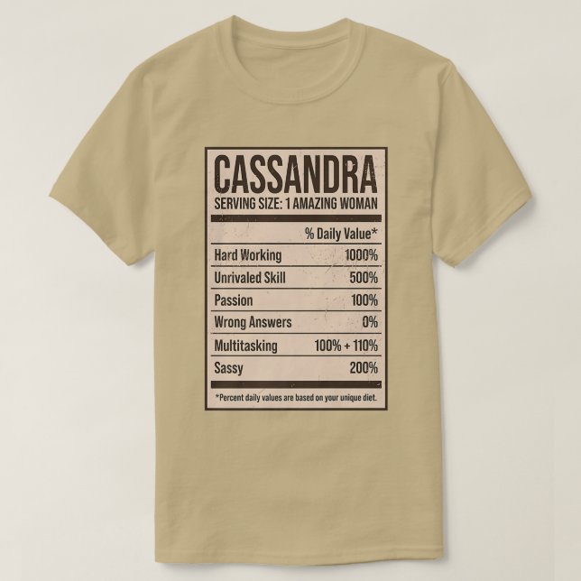 Camiseta Cassandra Nutrição Fatos Nome Apelido Alias Titl (Frente do Design)