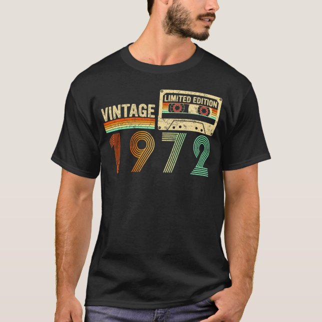 Camiseta Cassete De 50 Anos, 1972, 50º Aniversário (Frente)