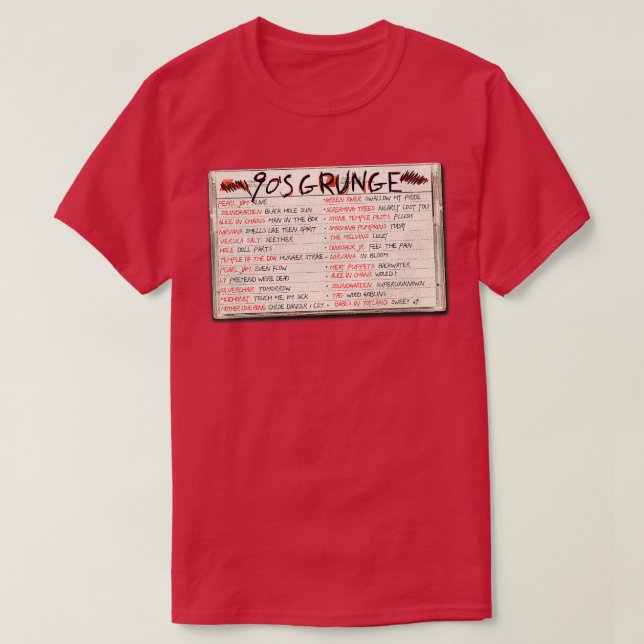 Camiseta Cassete Grunge de banda Rock 90 (Frente do Design)