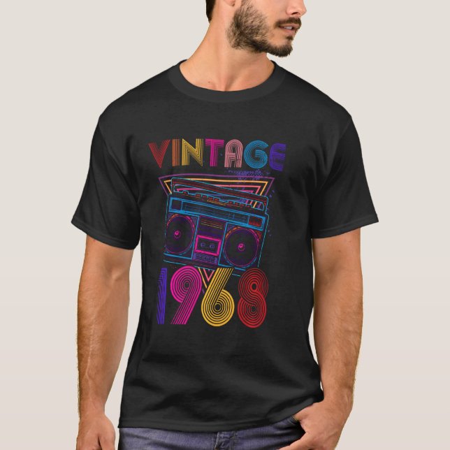 Camiseta Cassete Portátil Clássico Auto-falante 1968 54º Na (Frente)