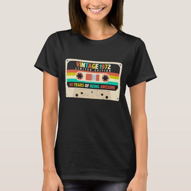 Camiseta Cassete retrô 1972 50º aniversário 50 anos (Frente)