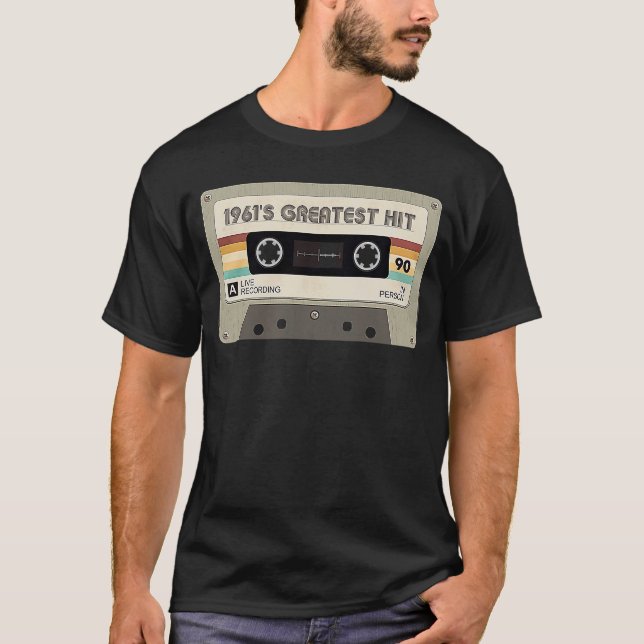 Camiseta Cassete retrô de aniversário de 1961 G (Frente)