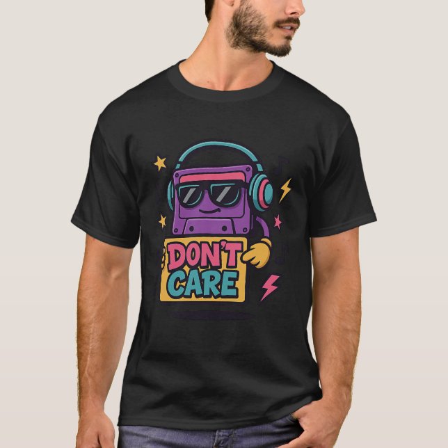 Camiseta Cassete Retro 'Não se importa' Tee Estético Engraç (Frente)