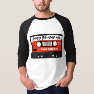 Camiseta Cassete Vermelho da Mixtape de Aniversário Feliz P