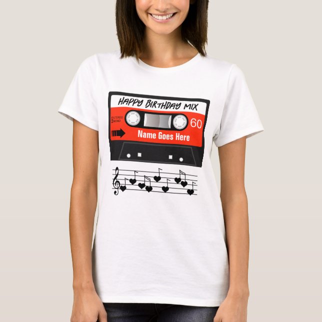 Camiseta Cassete Vermelho da Mixtape de Aniversário Feliz P (Frente)