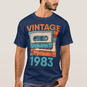 Camiseta Cassete Vintage 1983 Clássico Bday 39 Anos Par