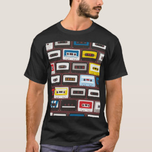 Camiseta Cassetes de áudio Vintage, tela de fundo contínua.