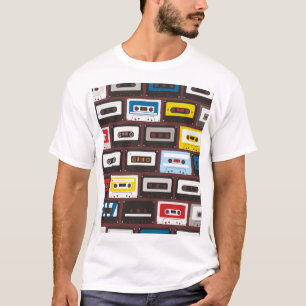 Camiseta Cassetes de áudio Vintage, tela de fundo contínua.