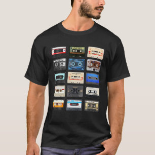Camiseta Cassetes Mistura fitas 1980S Rádio Música Gráfi