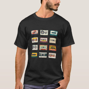 Camiseta Cassetes Mistura fitas 1980S Rádio Música Gráfi