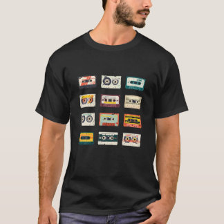 Camiseta Cassetes Mistura fitas 1980S Rádio Música Gráfico