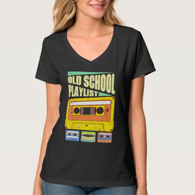 Camiseta Cassette Tape Music Retro 80s Old School Playlist (Frente)