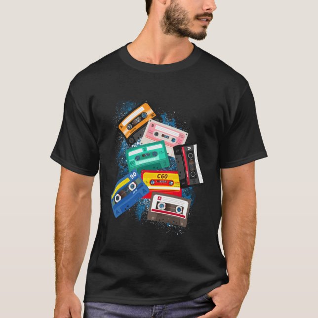 Camiseta Cassette Tapes Mixtapes 1980s Radio Music Graphic  (Frente)