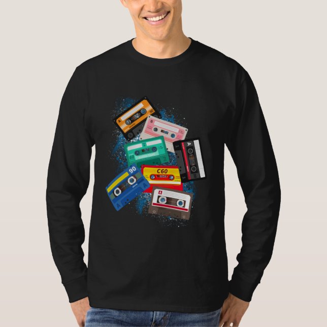 Camiseta Cassette Tapes Mixtapes 1980s Radio Music Graphic  (Frente)