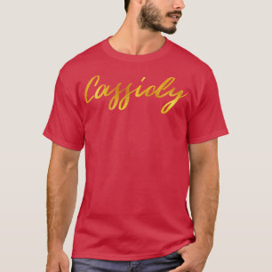 Camiseta Cassidy Name Mão Lettering em Letras Douradas Fals