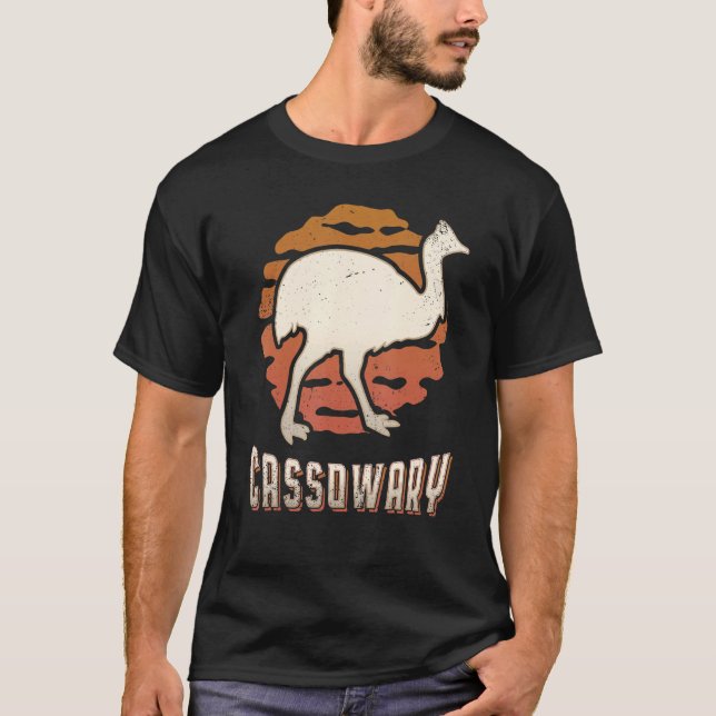 Camiseta Cassowary Vintage Retro Classic Sunset (Frente)