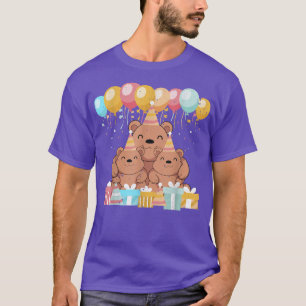 Camiseta Castanho-de-Aniversário de criança-Festa do Urso
