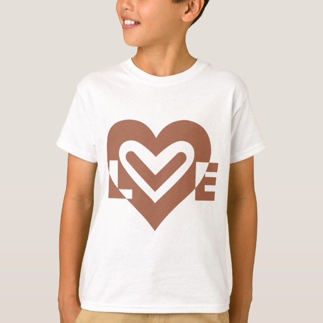 Camiseta Castanho de Chocolate Gráfico de Amor (Frente)