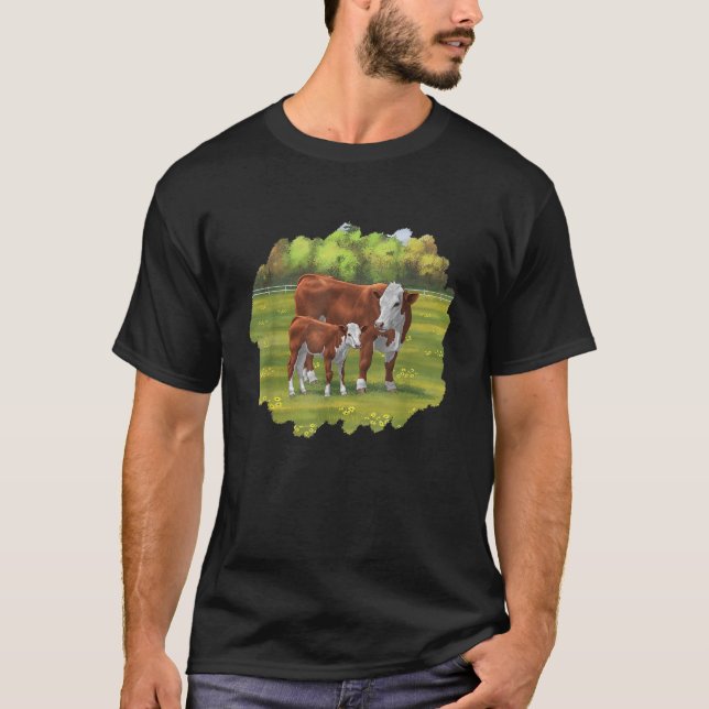 Camiseta Castanho Hereford - Animais da Fazenda de Vaca (Frente)