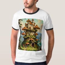 Castelo de Fantasy Mushroom em Cliffside T-Shirt