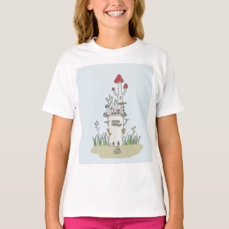 Camiseta Castelo de Mushroom desenhado à mão
