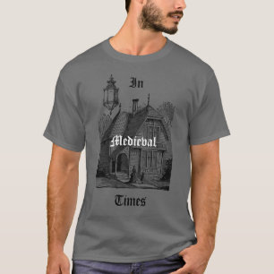 Camiseta Castelo Gótico Gráfico Masculino da Idade Média