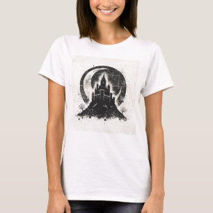 Camiseta Castelo Silhueta Lua Crescente Estética Grunge