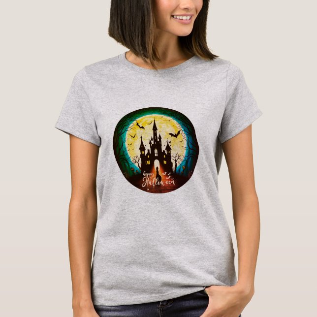 Camiseta Castle Haunted Happy Halloween Creepy (Frente)