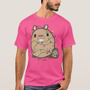 Camiseta Castor bonitinho coberto por luzes de Natal Festiv