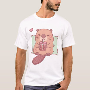 Camiseta Castor Bonito Refrigerado Com Chá De Bolha