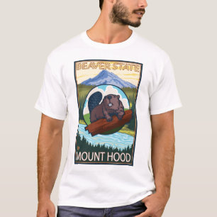 Camiseta Castor & capa do Mt., Oregon