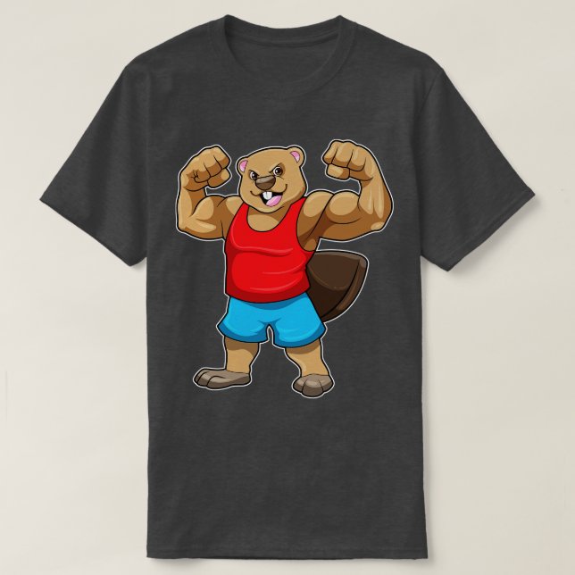 Camiseta Castor como Criador de Portos com braços grandes (Frente do Design)