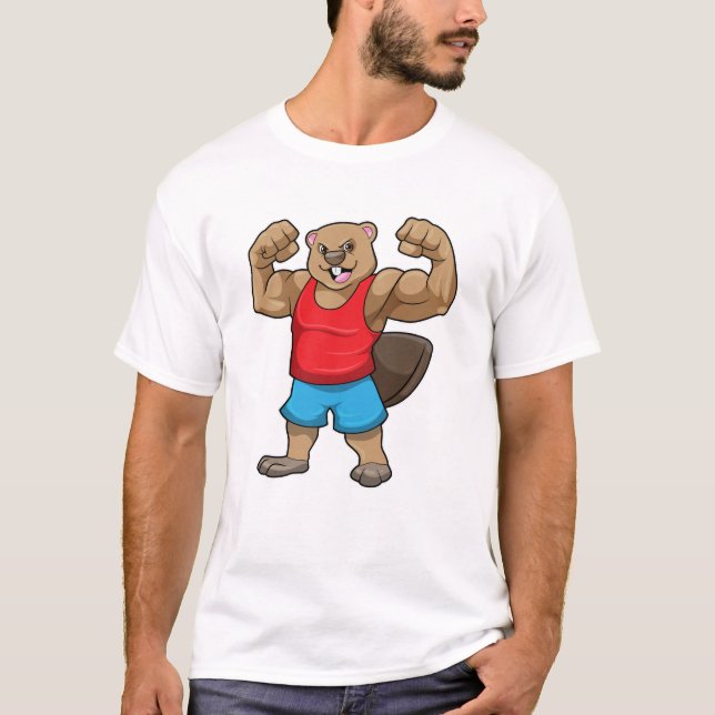 Camiseta Castor como Criador de Portos com braços grandes (Frente)