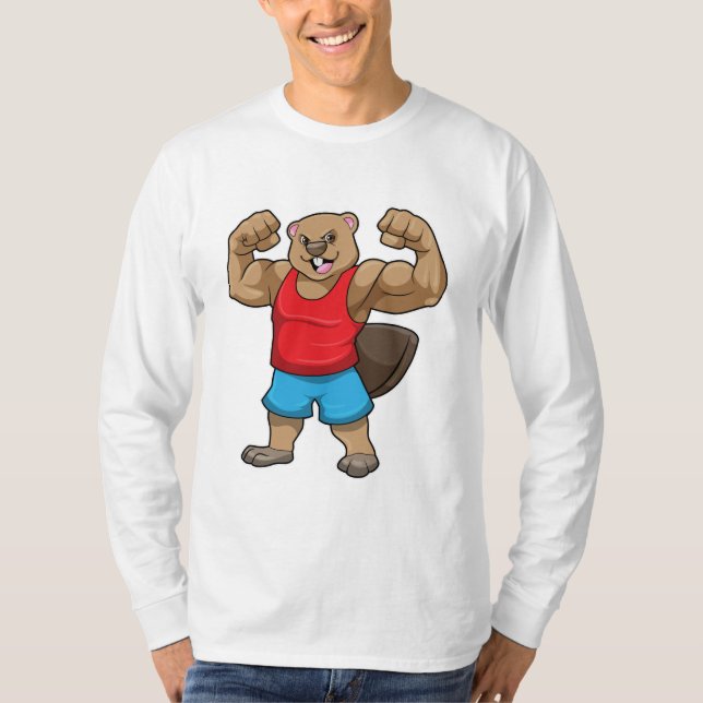 Camiseta Castor como Criador de Portos com braços grandes (Frente)