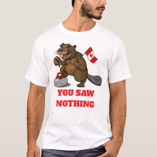 Camiseta Castor de curling com bandeira