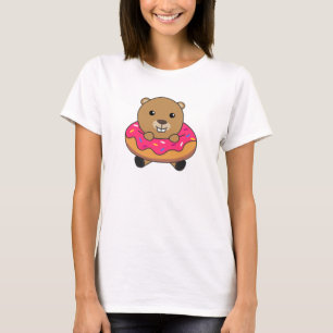 Camiseta Castor doce de Rosquinha rosa