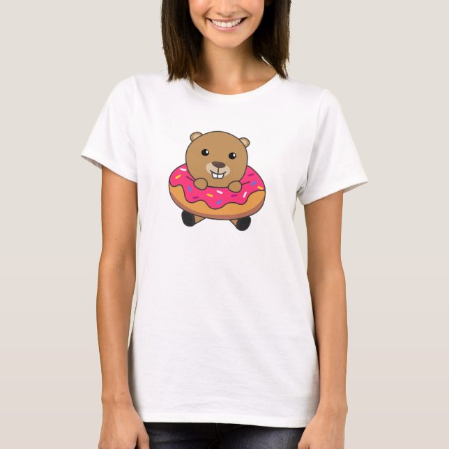 Camiseta Castor doce de Rosquinha rosa (Frente)