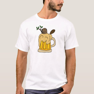 Camiseta Castor engraçado na caneca de cerveja