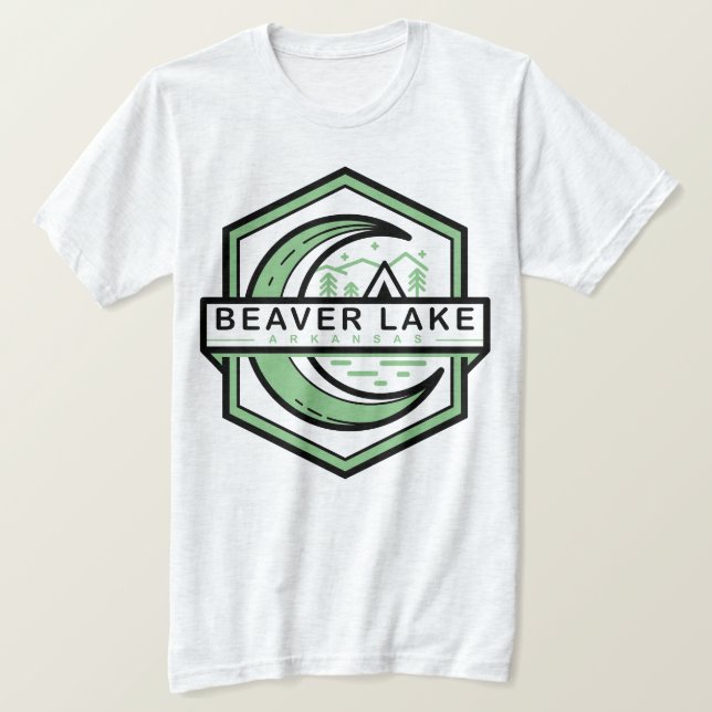 Camiseta castor lago arkKansas lua shine hexa (Frente do Design)