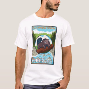 Camiseta Castor & rio - desfiladeiro de Colômbia, Oregon