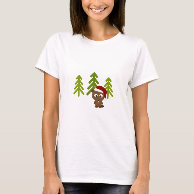 Camiseta Castorzinho de Natal Adorável (Frente)