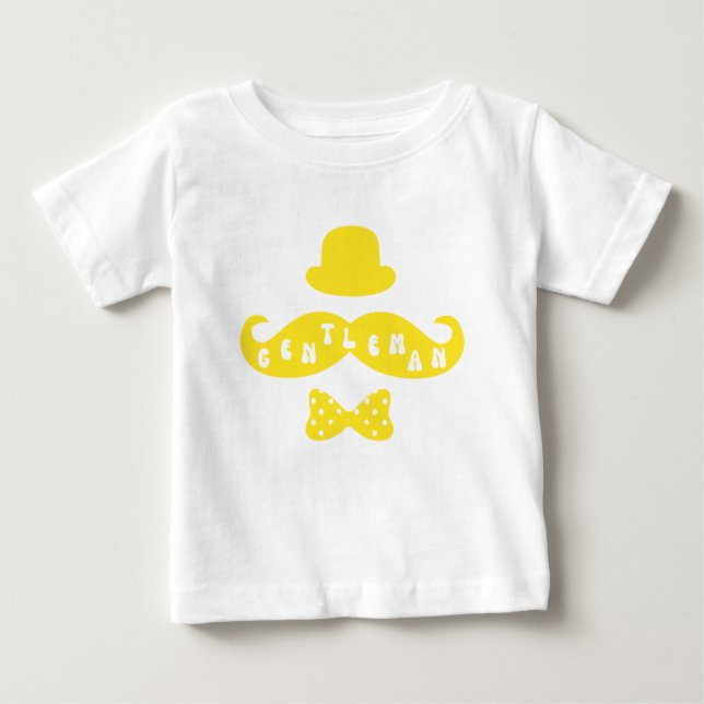 Camiseta Casual Baby Boy do bigode amarelo (Frente)