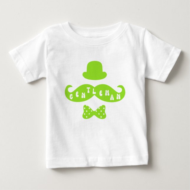 Camiseta Casual Baby Boy do bigode verde (Frente)