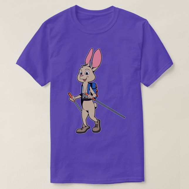 Camiseta Casual Bunny Hikes Caminhando (Frente do Design)